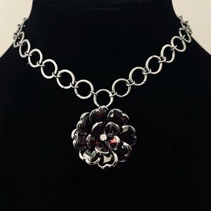 Hand Crafted Blood Red Flower Pendant Necklace